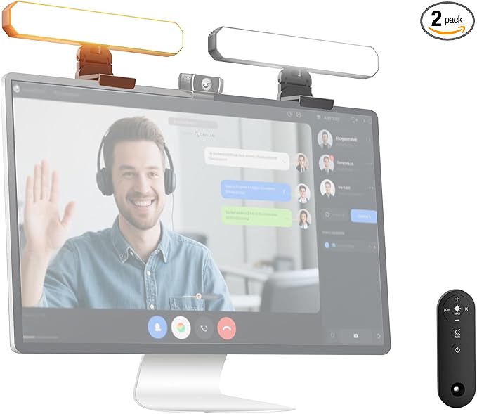 NEEWER Basics 12W Dual Monitor Light Bar with Stands, LED Lamp for Home Office Video Conference Lighting Desk Computer Laptop Webcam Zoom Streaming, Bi Color, Remote/Touch Control Dimmable, L10