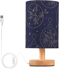 Christmas Bells LED Table Lamp, Bedside Lamp with Linen Lampshade, Flicker-Free Eye Care USB Plug in Nightstand Lamp, for Bedroom and Office