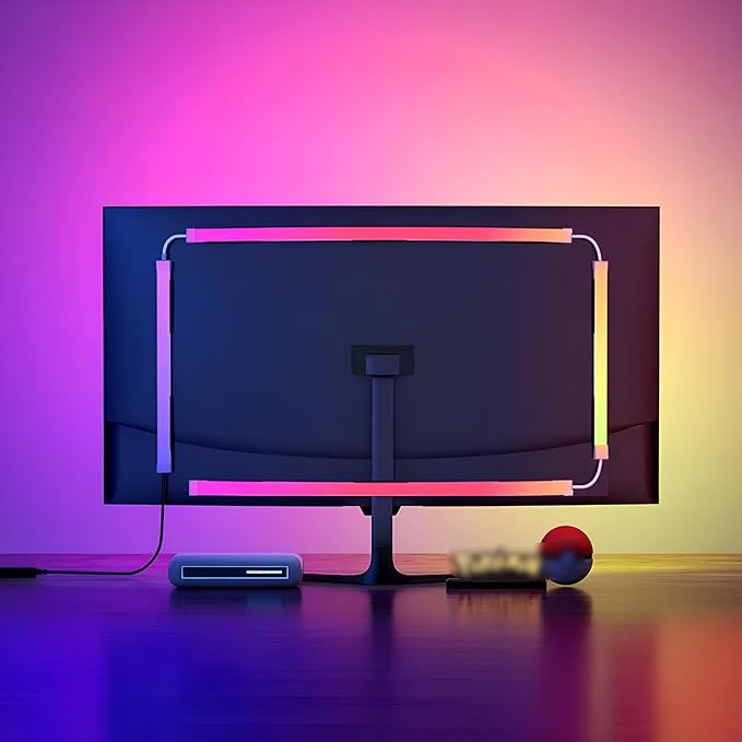 Monitor LED Backlights for PC & Mac, LED Strip Light Sync with Screen Color/Music, Computer Light Bar Behind Screen, LEDs for Desk Gaming, USB Port, Software Control, G100 (4-Side 32inch)