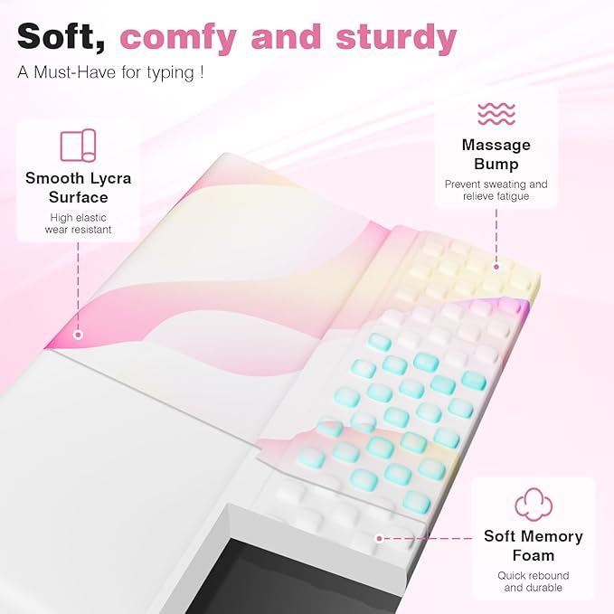 Ospelelf Keyboard Wrist Rest, Ergonomic Memory Foam Wrist Support for Typing & Gaming, Tilted Keyboard Pad, Aesthetic Desk Accessories for Office, Relief for Carpal Tunnel & Wrist Pain, Flowcolor