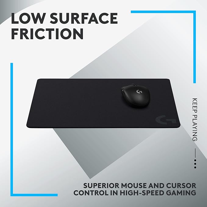 Logitech G440 Hard Gaming Mouse Pad, Optimized for Gaming Sensors, Moderate Surface Friction, Non-Slip Mouse Mat - Black
