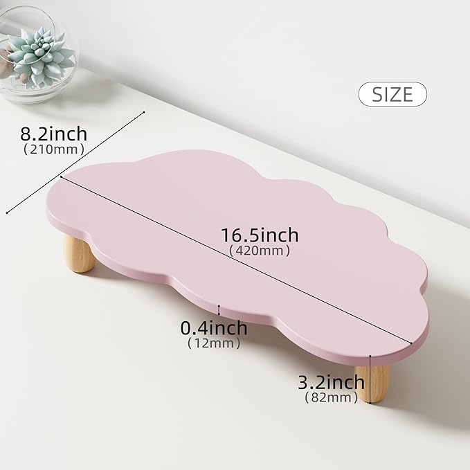 Monitor Stand Riser,Cloud Shape Wood Computer Monitor Stand, 16.5IN Monitor Stand Riser, Multi-Purpose Desktop Organizer Riser for Computer,Laptop,Printer,TV,Purple