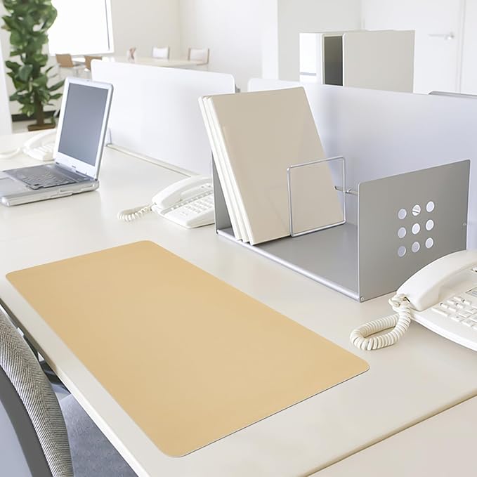 Non-Slip Desk Pad Mat, Leather Desk Mat for Desktop Latte, Waterproof Computer Mouse Mat Desktop Protector for Office/Home, 23.6" x 13.7"