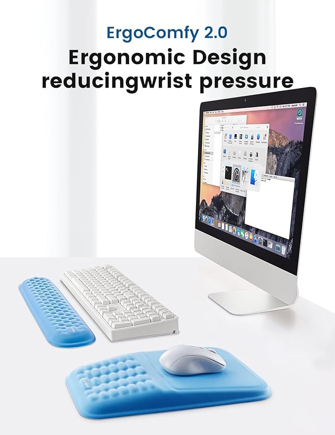Vaydeer Wrist Rest for Computer Keyboard & Mouse Pad Set – Gray, Ergonomic Memory Foam Wrist Support, Non-Slip Keyboard Wrist Rest & Soft Mouse Pad for Typing Comfort & Wrist Support