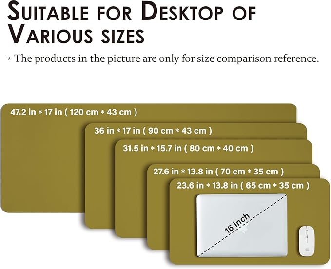 Leather Desk Mat - Non-Slip PU Pad for Home and Office - Ideal for Large Mouse Pad and Desk Mats (Olive Green, 36"x 17")
