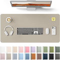 YSAGi Leather Desk Pad Protector, Office Desk Mat, Large Mouse Pad, Non-Slip PU Leather Desk Blotter, Laptop Desk Pad, Waterproof Desk Writing Pad for Office and Home (Olive Beige, 31.5" x 15.8")