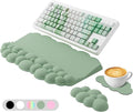 Wrist Rest with Keyboard Stand, Ergonomic Computer Wrist Support Pad, Cloud Keyboard Riser Holder with Wrist Pad, Memory Foam Desk Cushion, Palm Hand Typing for Office Home School-Green