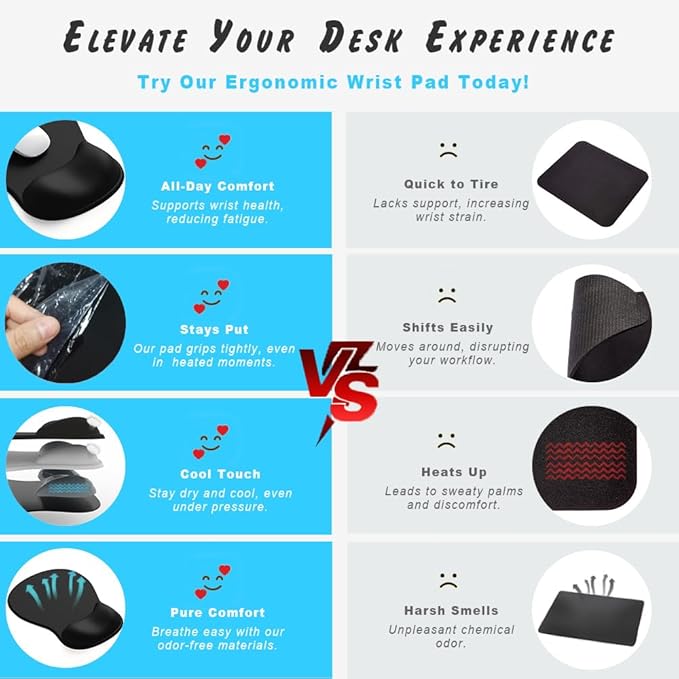 ErgoComfort Gel Wrist Rest Mouse Pad-Ergonomic Office Mousepad with Wrist Support-Non-Slip, Design Desk Accessories Mat for Home&Game Decor (08Cream Marble)