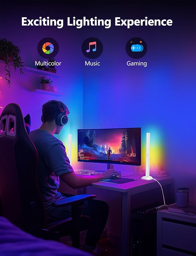 DAYBETTER Smart LED Light Bars, RGB+ICW Gaming Light Bars with Scene and Music Modes, Smart TV Light Bar with Multiple Placement Options, Mood Lighting, Color Changing Light Bar for Gaming Room Decor