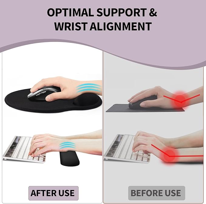 eulps Mouse Pad Wrist Support, Ergonomic Memory Foam Keyboard Wrist Pad & Gel Wrist Rest Set for Computer Keyboard for Easy Typing for Office & Home (Cyan Pink Marble)