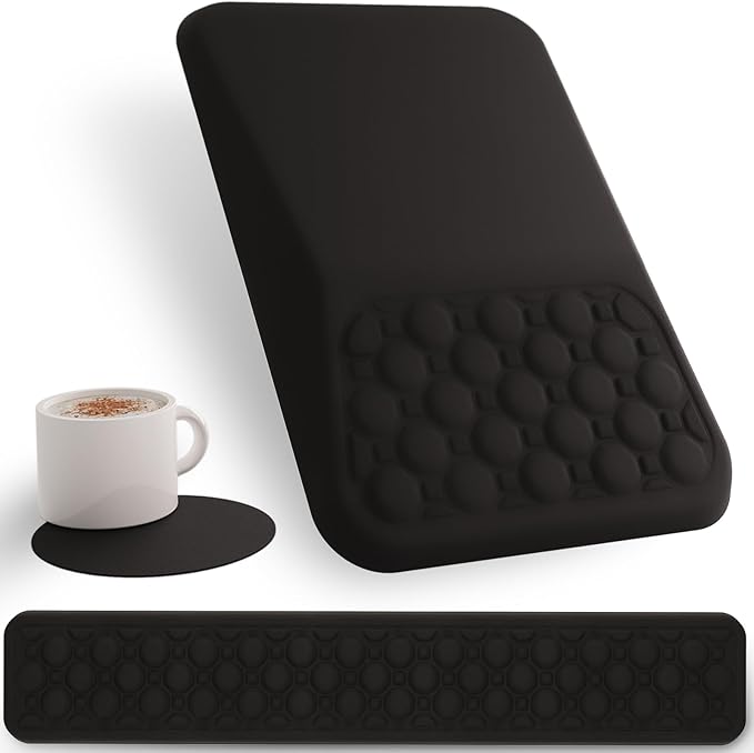 Ospelelf Keyboard Wrist Rest Ergonomic Mouse Pad with Wrist Rest, Arm Wrist Rest for Computer, Office and Gaming,Black