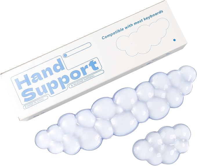 Ergonomic Gel Cloud Keyboard and Mouse Wrist Rest Set – Clear Wrist Rest for Computer Keyboard 60%/68%/75%, Comfort & Support for Typing and Gaming (Light Blue)