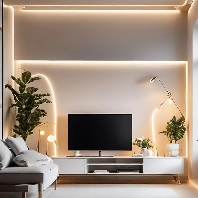 32.8FT/10m COB LED Strip Light, Warm White 3000K LED Tape Lights, 3200LEDS CRI93+ Flexible Dimmable Light Strip for Bedroom TV Backlight Mirror Kitchen Cabinet Wall Decor(with Plug)