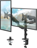PUTORSEN Dual Monitor Stand for 17-32 Inch Screens,Holds up to 19.8lbs, Full Motion Adjustable Tilt Swivel Rotation, Space-Saving Desk Mount with C-Clamp & Grommet, VESA 75/100mm