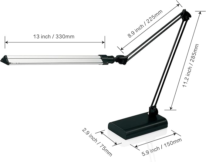 Realspace™ Architect Desk Lamp, Adjustable, 21-1/2"H, Black/Silver