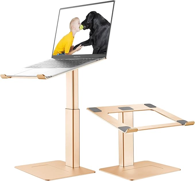 Laptop Stand for Desk, Ergonomic Aluminum Laptop Stand Adjustable Height from 7-15", Sitting and Standing Laptop Riser for 10-17" Notebook