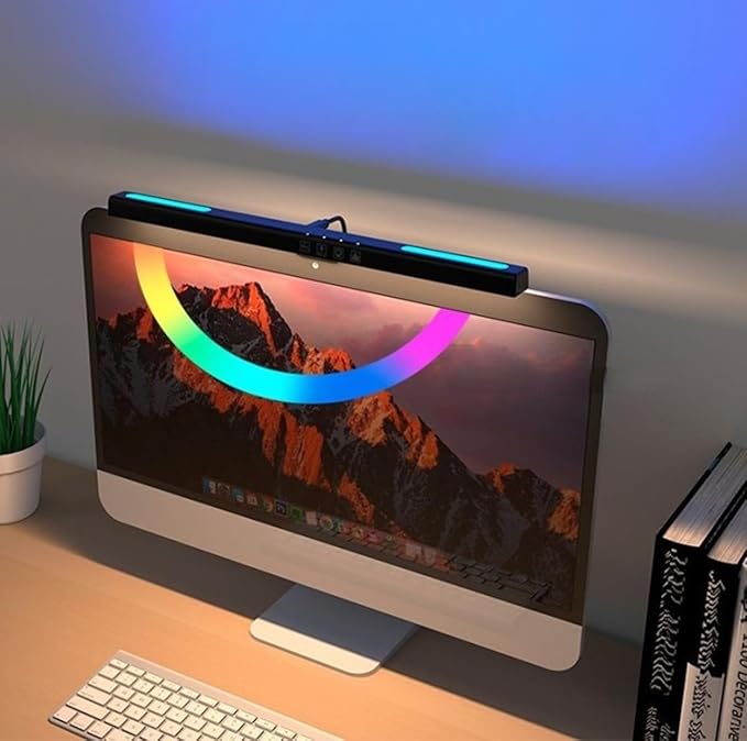 Meichoon Computer Monitor Light Bar RGB Backlight USB Reading LED Task Light Auto Dimming Touch Control 3-Speed Color Temperature LE14 B