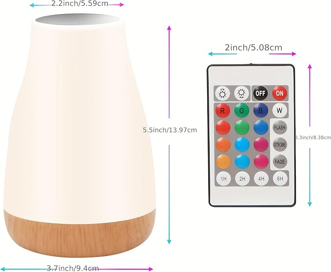 Night Light,13 RGB Colors & 5 Brightness, USB Rechargeable Desk Lamp, Remote Control Dimmable Night Light with RGB Color Changing,Portable Lamp for Baby, Bedroom, Living Room