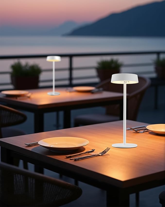 Cordless Lamp, RGB, Outdoor Waterproof, Dimmable Touch Control 3 Color Temperature, Battery Operated Portable, LED Memory Function, Rechargeable Table Lamp, Patio Dinning Restaurant Kitchen 1P White
