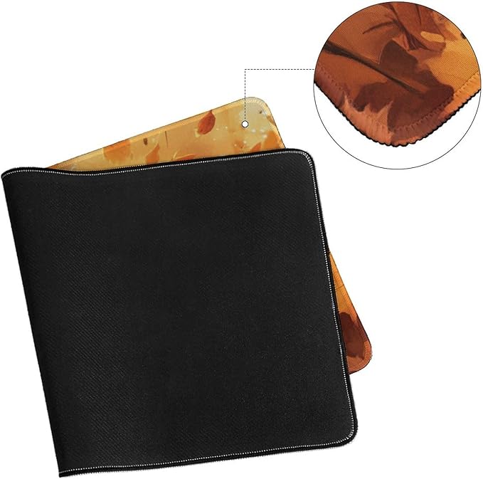 Large Ergonomic Gaming Mouse Pad Cozy Hedgehog in Autumn Leaves - Cute Forest Animal Theme with Non-Slip Base Water-Resistant Surface and Stitched Edges 40X75cm