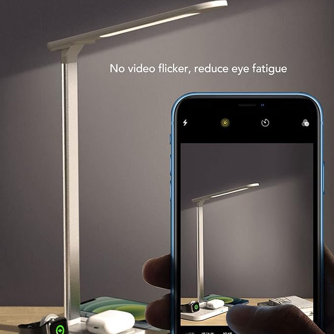 LED Desk Lamp,25 LED Touch Control Desk Light with 15W Fast Charger,3 Levels Brightness,Dimmable Eye-Caring Reading LED Desk Light for Home,5W (White)