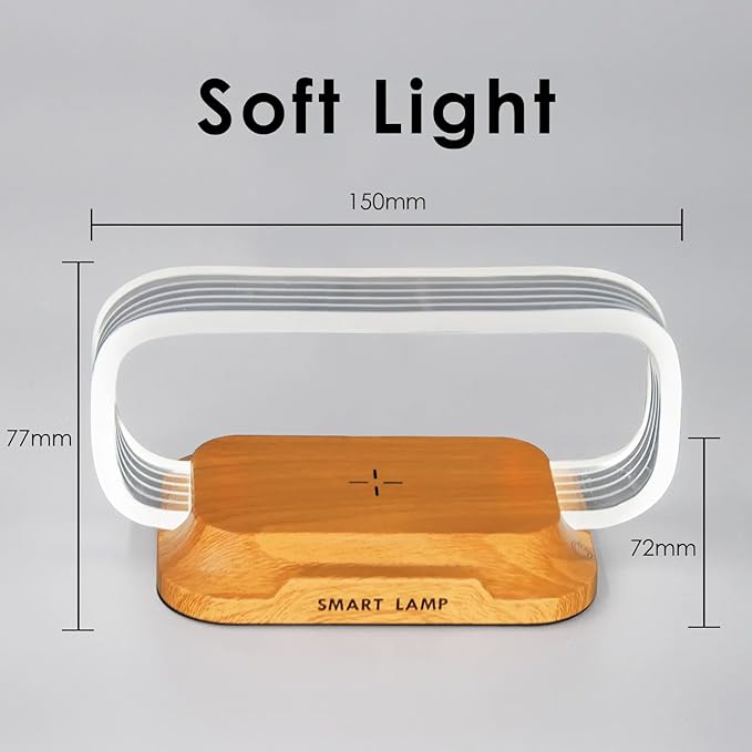 Bedside Table Lamp Wireless Charger, Touch Nightstand Lamp with USB Port Desk Lamp with Modern LED Light Dimmable for Bedroom, Living Room, Office, 3 Way Touch Control Stepless Dimming