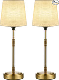 Cordless Table Lamps Set of 2 – Battery Operated Lamp with 7500mAh Rechargeable Battery, Stepless Dimmable Brushed Gold Lamps with Beige Shade, Wireless Lamps for Dining Room(Bulbs Included)