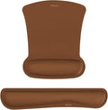 MOSISO Wrist Rest Support for Mouse Pad & Keyboard Set, Ergonomic Mousepad Non-Slip Base Home/Office Easy Typing Cushion with Neoprene Cloth & Raised Memory Foam, Brown