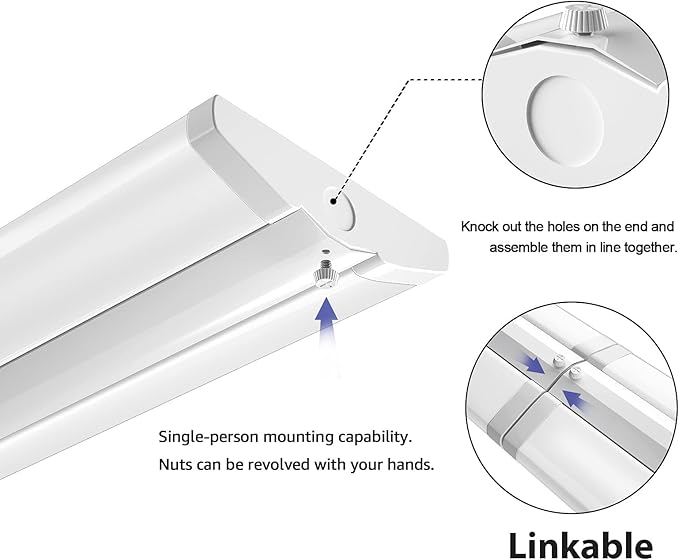 AntLux 4FT LED Wraparound Light Fixture 50W Ultra Slim LED Shop Lights for Garage, Eye Care, 5500 Lumens, 4000K Neutral White, 4 Foot Flush Mount Office Ceiling Wrap Light for Workshop Kitchen Laundry