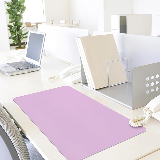 Non-Slip Desk Pad Mat, Leather Purple Desk Mat for Desktop, Large Mouse Pad, Waterproof Computer Mouse Mat Desktop Protector for Office/Home, 23.6" x 13.7"
