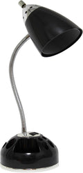 Simple Designs LD1015-BLK Flossy Organizer Desk Lamp with Charging Outlet and Lazy Susan Base, Black
