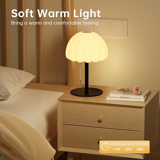 Touch Bedside Table lamp, RGB Mode Dimmable Small Lamp for Bedroom, Pull Chain Table Lamps with 4 Light Modes, Multi-Color Nightstand Lamp for for Living Room Home Gifts