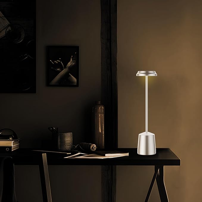 LED Cordless Table Lamps, Portable Rechargeable 5000mAh Battery Operated Table Light, 3 Color Stepless Dimming Touch Control, Desk Lamp for Dinner/Bedroom/Restaurant/Bars/Coffee Shop