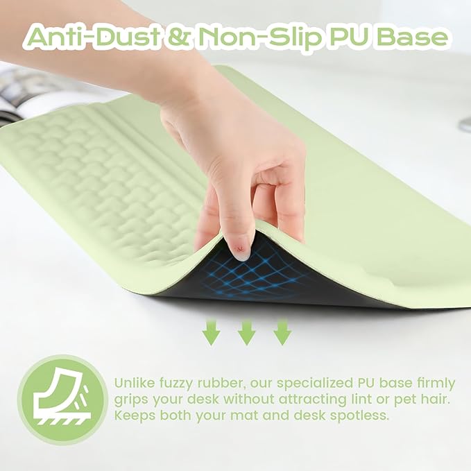 Keyboard Wrist Rest with Ergonomic Height - Computer Keyboard Stand & Soft Cushioned Pad for Wrist - Non-Slip Typing Support for Office, Gaming & Home(Green)