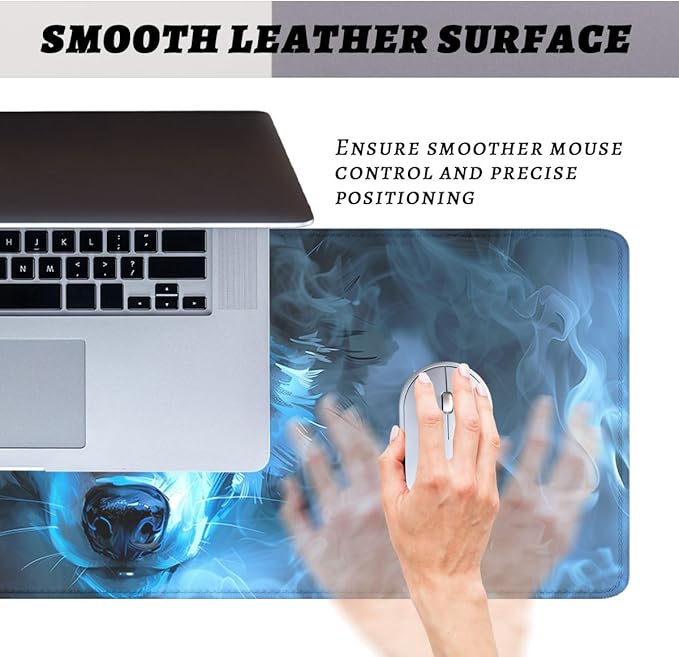 Wolf Gaming Mouse Pad Misty Wolf Blue Eye Cool Animal XL Mouse Pad Large Mousepad Extended Laptop Keyboard Mat Gaming Desk Pad Mouse Mat 35.4"x15.7" Office Computer Keyboard Laptop Home
