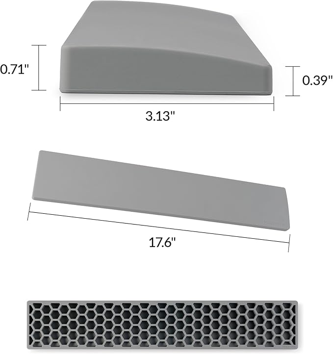 Keychron Gray Silicone Wrist & Palm Rest – 17.6" Full Size for K10 Pro / K10 Max / Q6 / Q6 Pro / Q6 Max / Q6 HE / V6 / V6 Max – Full Honeycomb Anti-Slip Base, Smooth & Soft Typing Support