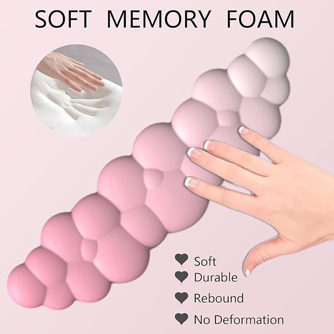 Cloud Mouse Pad Keyboard Wrist Rest for Mouse 4PCS Mini Small Desk Mat Pad Set Memory Foam Non-Slip Cute Ergonomic Gaming Mouse Wrist Support for Computer Home Office Gradient Pink
