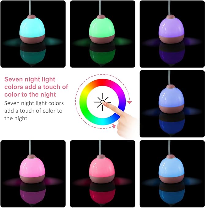 LED Desk Lamp with Night Light, 7 Color Changing Modes & USB Charging Port, Adjustable Gooseneck Bedside Table Lamp for Home Office Study, Gift for Women Students, Pink