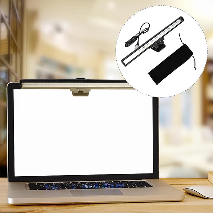Veemoon LED Computer Monitor Light Bar with USB Clip, Adjustable Eye-Care Screen Lamp for Laptop and Desktop, Flicker-Free Computer Accessory for Home Office and Gaming