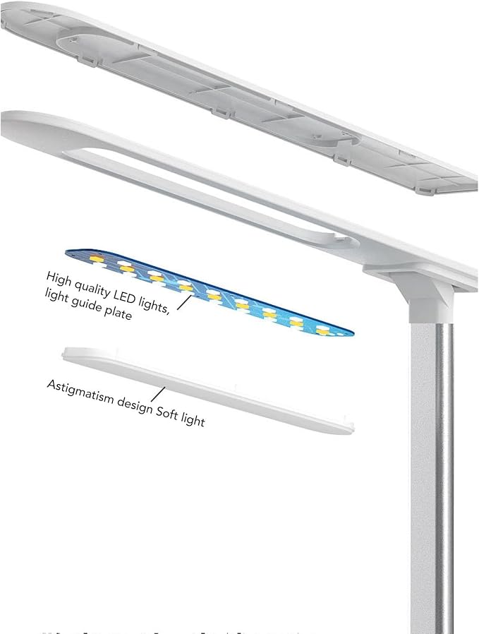 LED Desk Lamp,25 LED Touch Control Desk Light with 15W Fast Charger,3 Levels Brightness,Dimmable Eye-Caring Reading LED Desk Light for Home,5W (White)