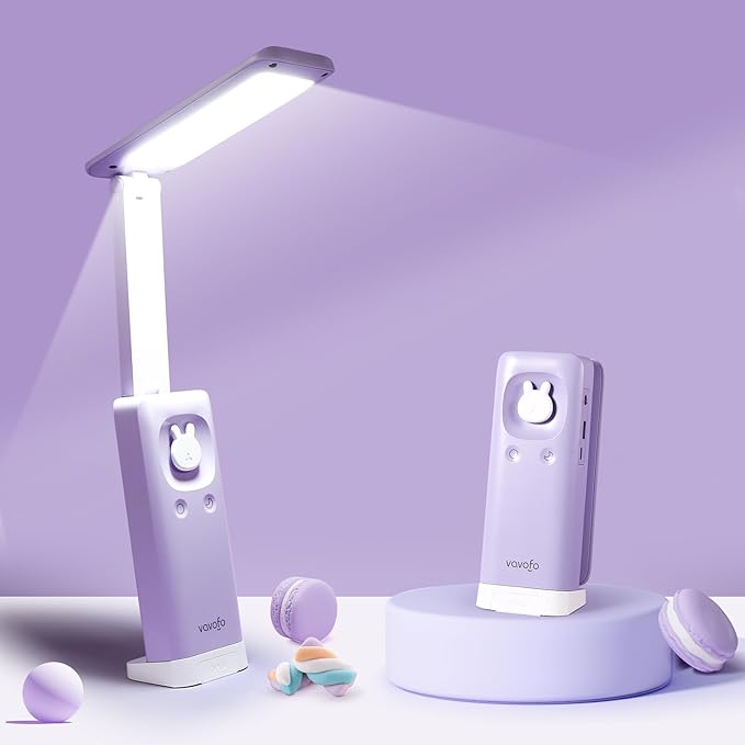 VAVOFO Desk lamp Rechargeable Foldable & Portable Light,15 Light dimming Modes Cordless Lamp,Cute Desk lamp,Battery Operated 6000mAh LED Battery Lights,Modern Office