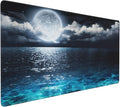 Gaming Mouse Pad,Large Mouse Pads for Desk,Non-Slip Rubber Base Extended Mousepad,XXL Keyboard Mouse Mat,Computer Keyboard Desk Pad with Stitched Edges,35.4x15.8inch,Full Moon On Sea Night
