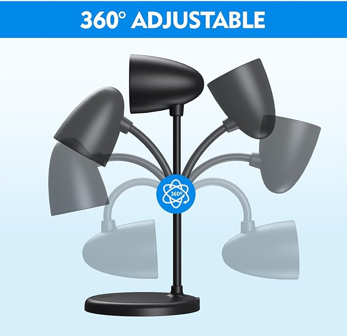 LED Desk Lamp for Home Office,3 Light Colors,Table Lamp,Dimmable Reading Light for Bedside Small Desk Lamp for College Dorm Room,Bedroom Desk Light,Black