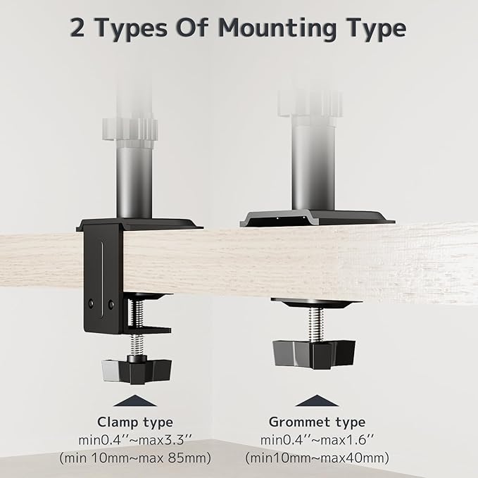 Steel Extra Tall 2-Section Monitor Stand Pole - 31.6 inches Sturdy Center Pole Only for Monitor Arm Mounts, Adjustable Height, Compatible with C-Clamp & Grommet Bases,Black