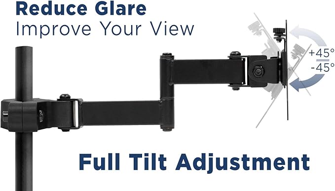 Mount-It! Universal Full Motion Steel Pole Mount with Articulating Arm and Removable VESA Plate for 17 to 32 Inch Monitors & TVs, VESA 75x75 & 100x100 Compatible, Black (MI-391) (Pack of 2)