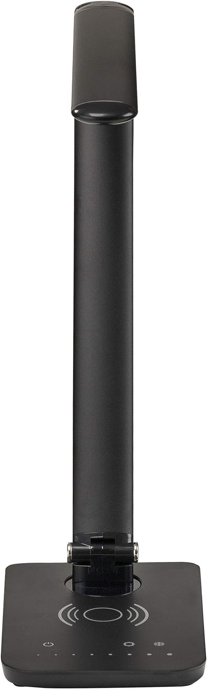 Pemberly Row Pivoting LED Lamp, Black Finish, Wireless Charging Pad & USB Port, Adjustable Neck with 4 Color Temperatures, Flicker-Free Light for Desktop or Bedside Use, 5" W x 16" D x 16.75" H