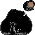 Cute Mouse Pad Plus 1 Coaster, Small Gaming Mouse Mat 11.8 x 9.45 inches, Travel Mouse Pads with Durable Stitched Edges Non-Slip Base, Black Cat Moon Decor Mousepad for Office Home