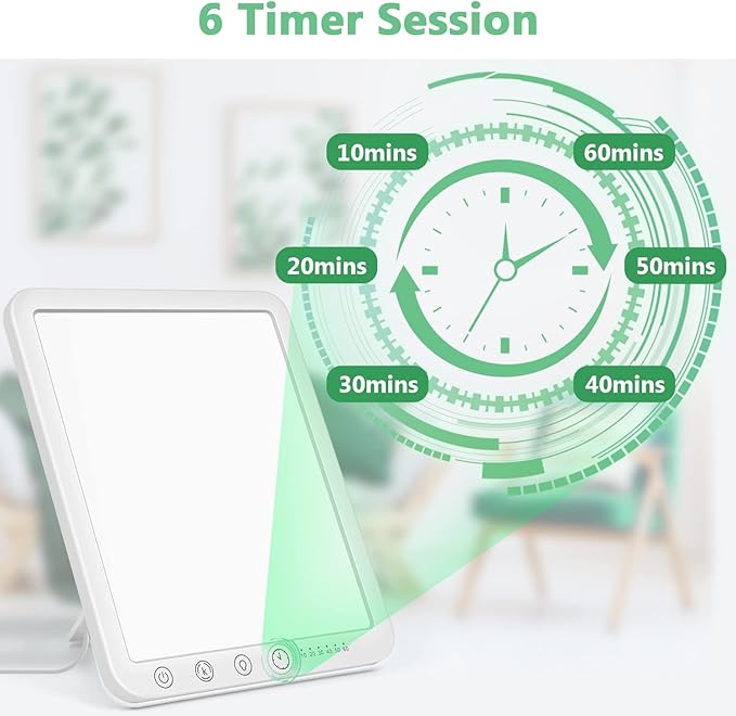 Light Therapy Lamp, 15000 Lx Sun Lamp,3 Color Temperature, 5 Levels of Adjustable Brightness and Timer Function Light Lamp, Touch Control, Rotatable Stand, Memory Function, Home/Office Use