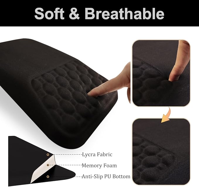 Ospelelf Keyboard Wrist Rest Ergonomic Mouse Pad with Wrist Rest, Arm Wrist Rest for Computer, Office and Gaming,Black