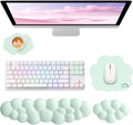 Cloud Wrist Rest for Computer Keyboard, 4-in-1 Memory Foam Leather Cloud Keyboard Wrist Rest and Mouse Pad Set with Ergonomic Support for Arm and Palm Cushion, Gaming/Work Setup, Light Green